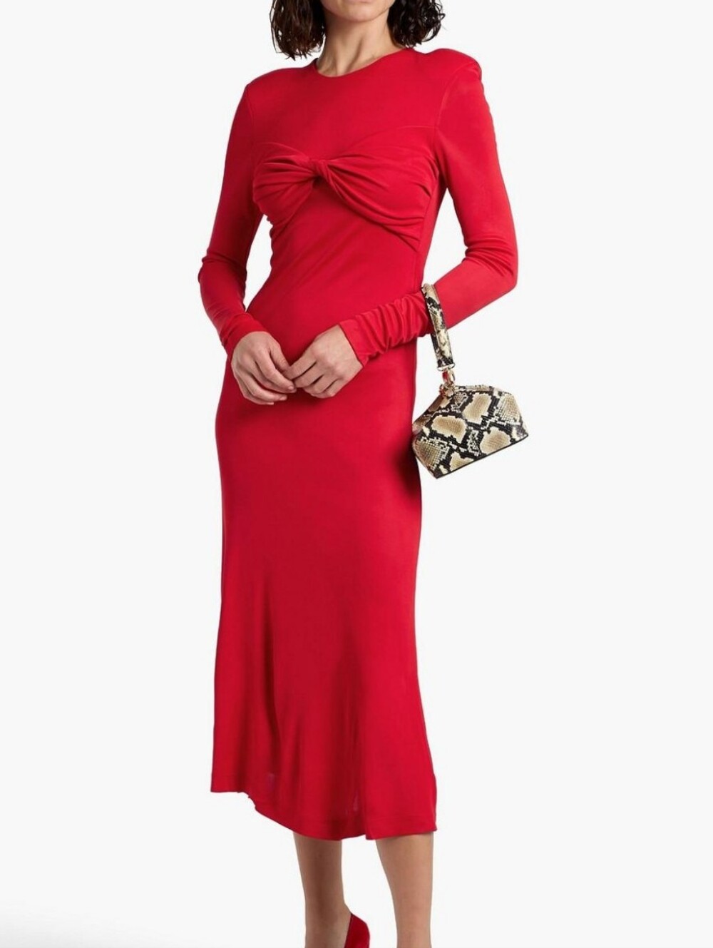 Farm Rio Red Twist-Front Long Sleeve Women's Dress